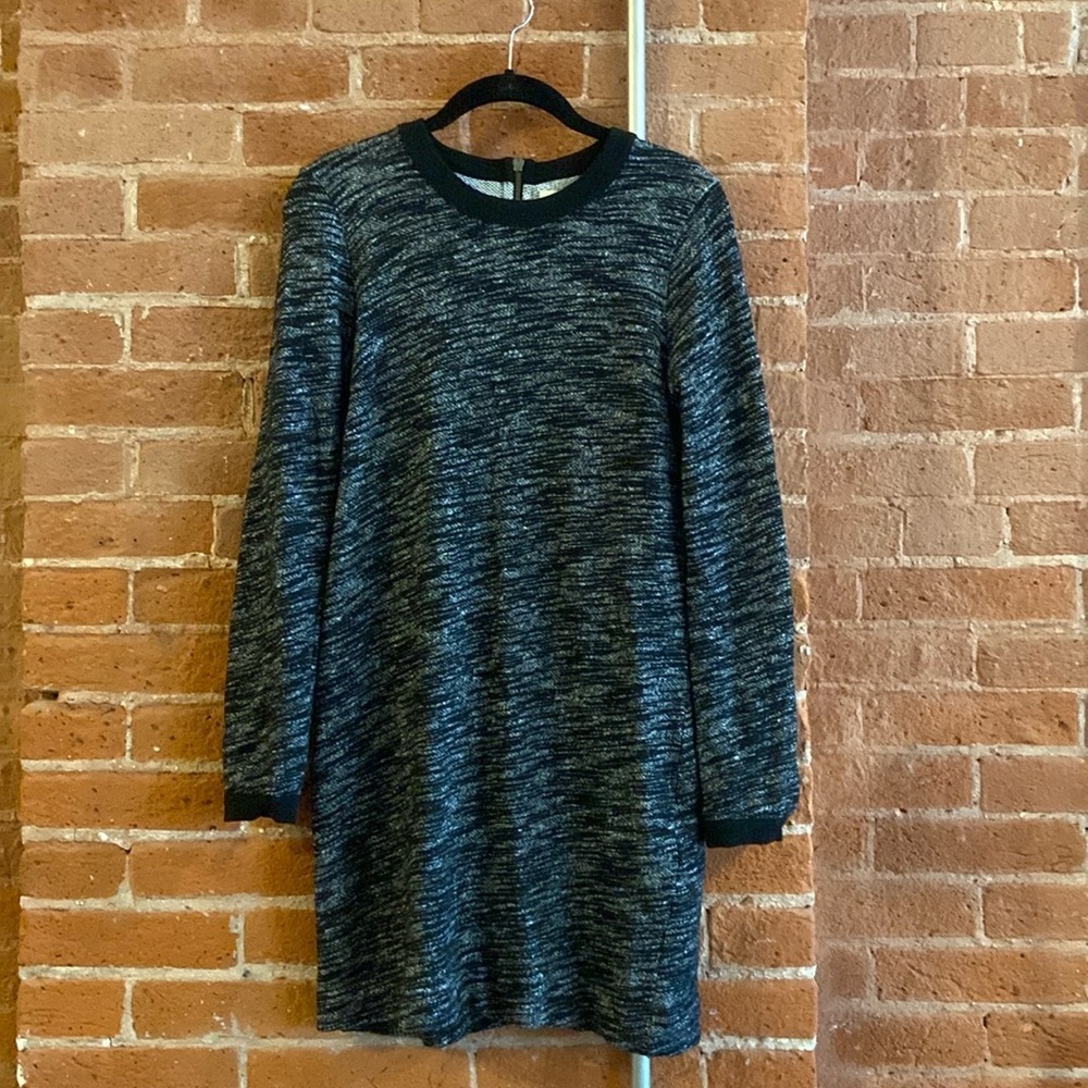 Madewell Sheath Dress in Marled Charcoal, M